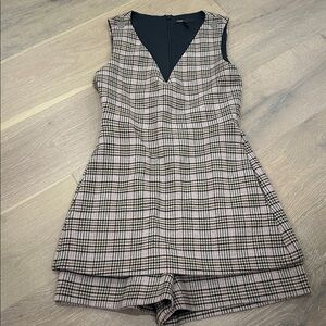Maje Pink and Black Checkered Romper Size 38
